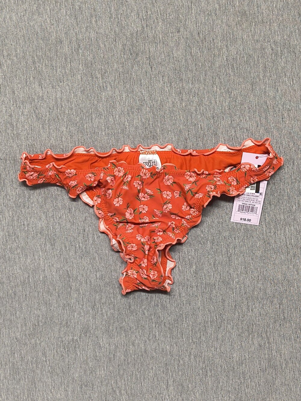 Wild Fable Women’s Ruffle‑Edge Low‑Rise High‑Leg - Red Floral Print (Size S)